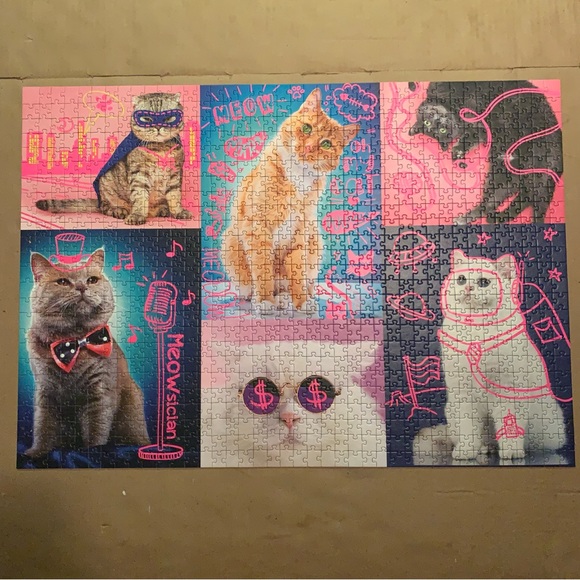 1000 piece Trefl super cats Neon color line puzzle - Picture 7 of 12